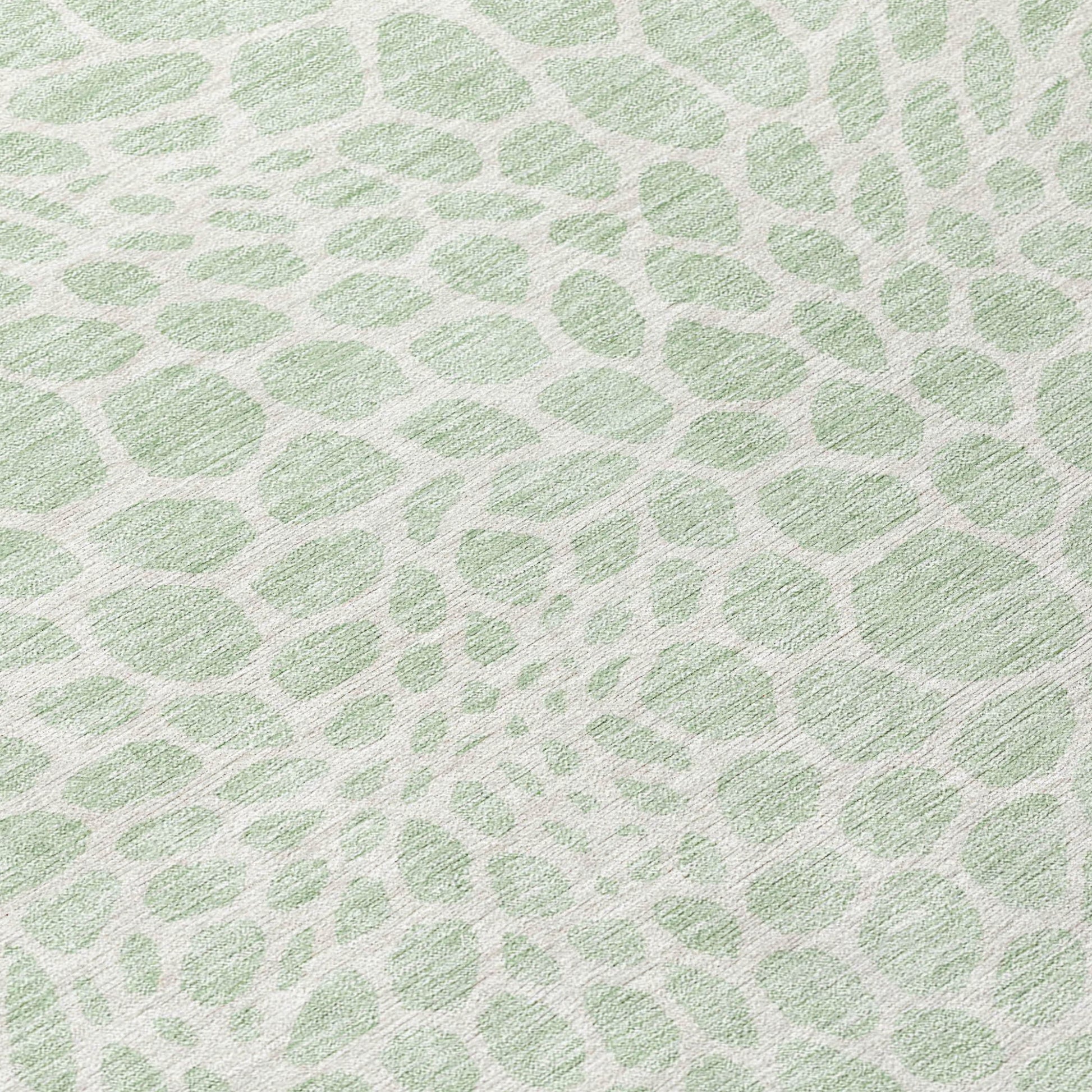 8' Mint Green And Ivory Round Geometric Washable Indoor Outdoor Area Rug-8