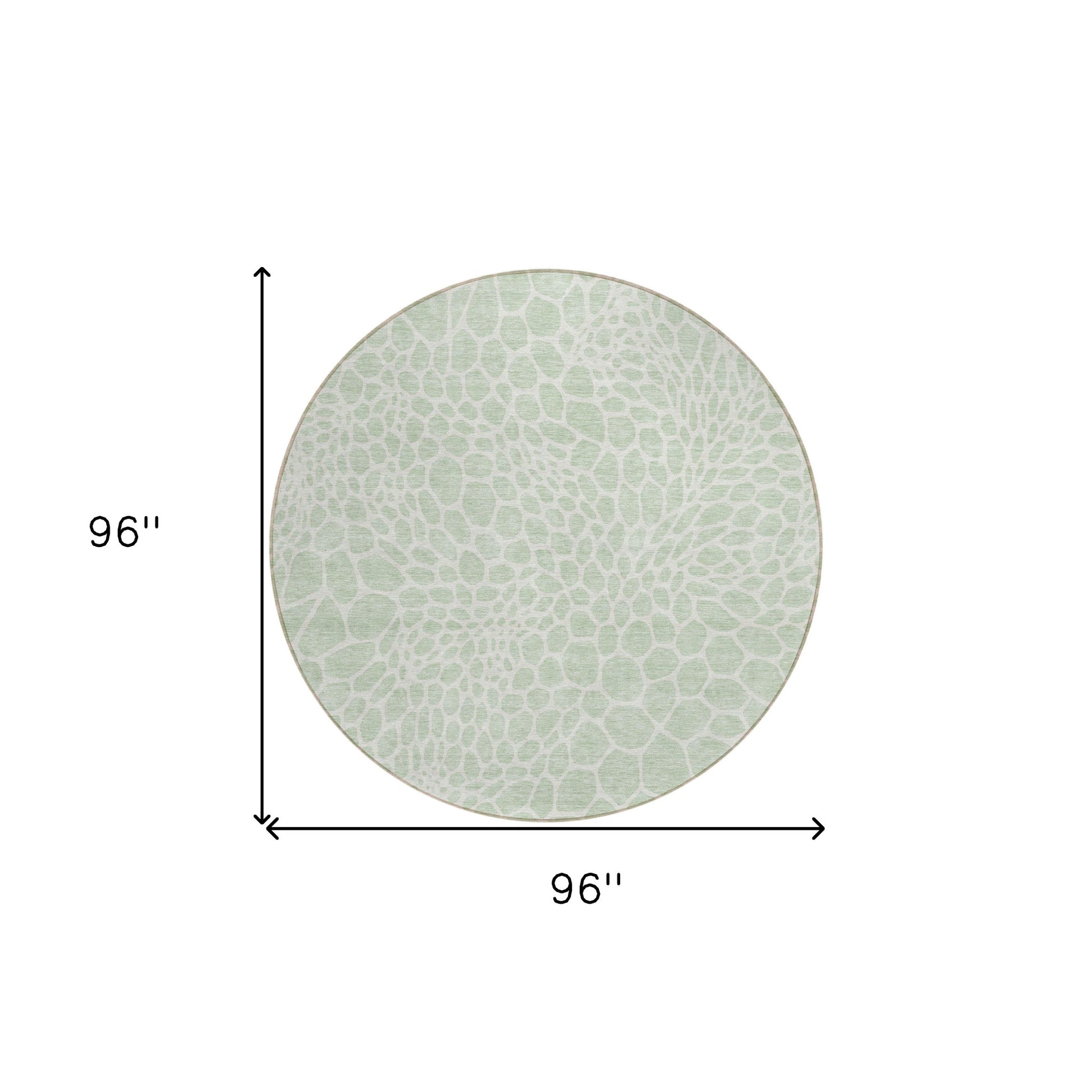 8' Mint Green And Ivory Round Geometric Washable Indoor Outdoor Area Rug-2