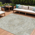9' X 12' Taupe And Ivory Medallion Washable Indoor Outdoor Area Rug-0