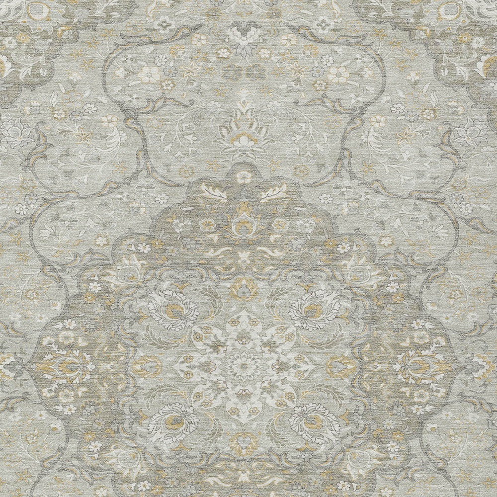 9' X 12' Taupe And Ivory Medallion Washable Indoor Outdoor Area Rug-5