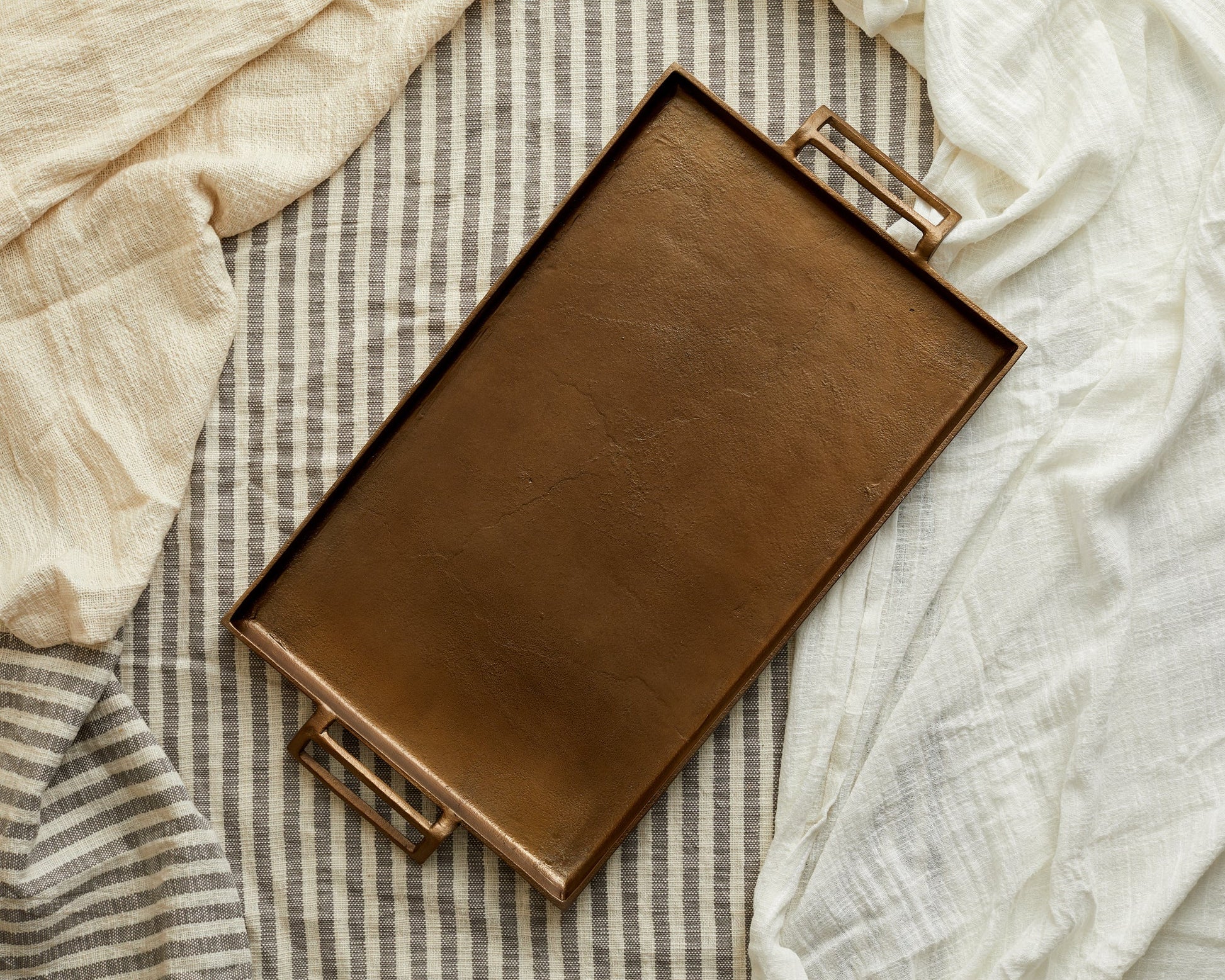 Lousine Rustic Bronze Rectangular Serving Tray-0