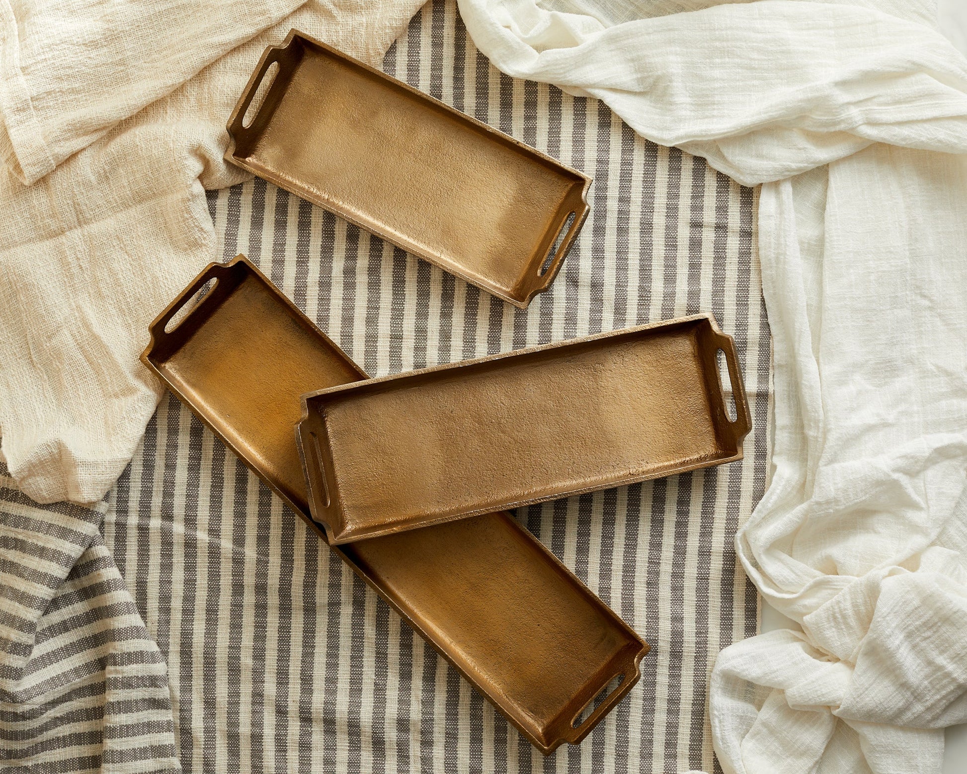 May Stylish Gold Serving Trays with Handles-0