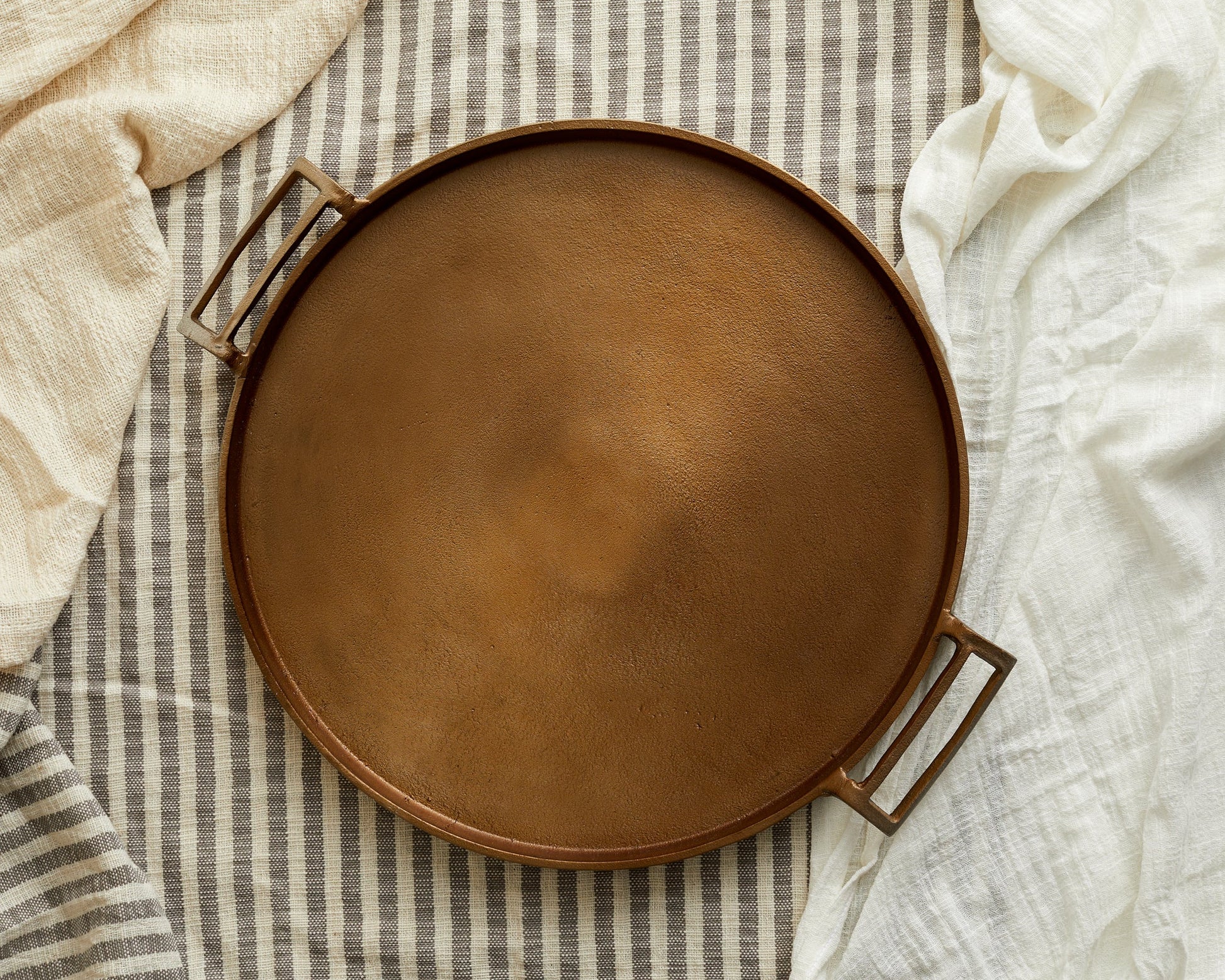 Lousine Rustic Bronze Round Serving Tray-0