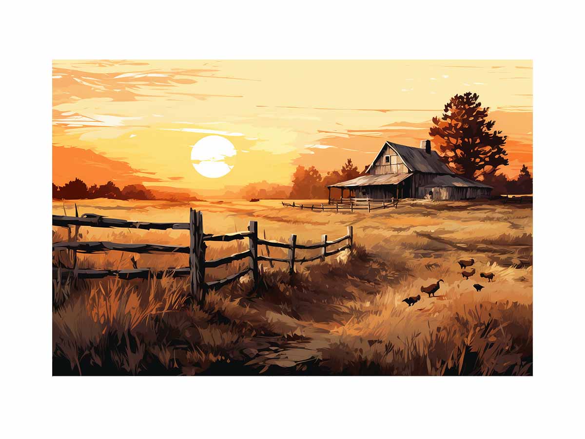 Country Landscape Art Painting-0