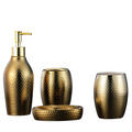 4 Pieces Golden Ceramic Bathroom Set-0