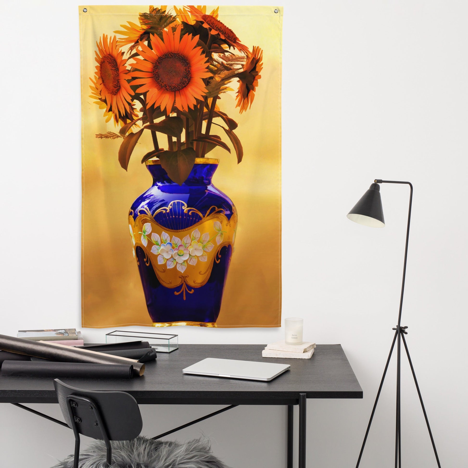 Sunflower Painting Flag Tapestry-3