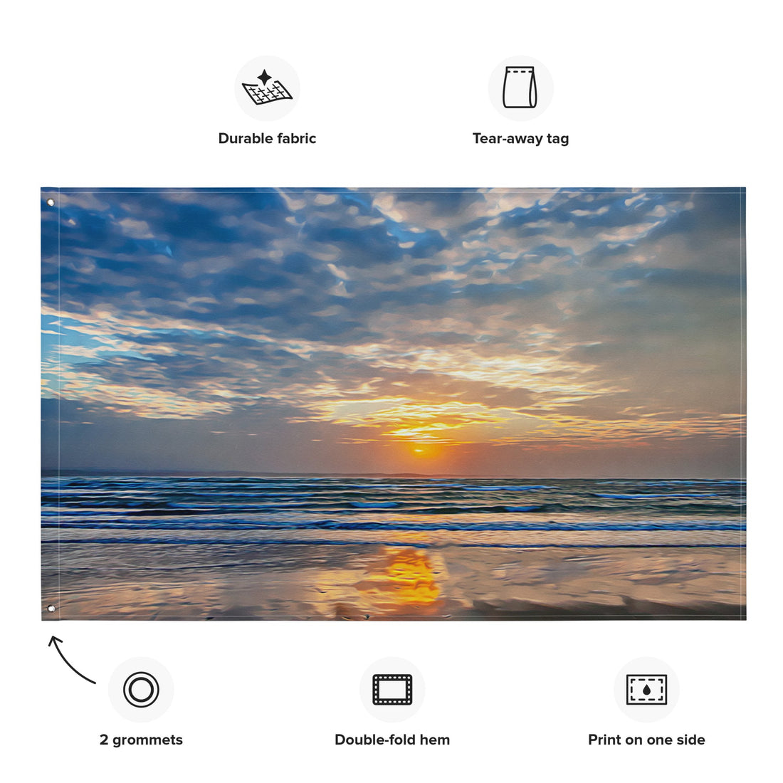 Beach Painting Flag Tapestry-0