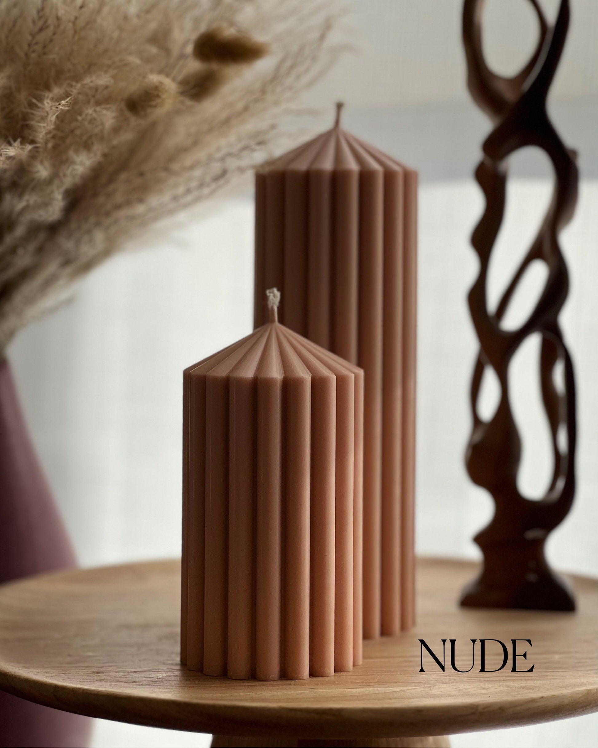 Ribbed Peak Pillar Candle-3
