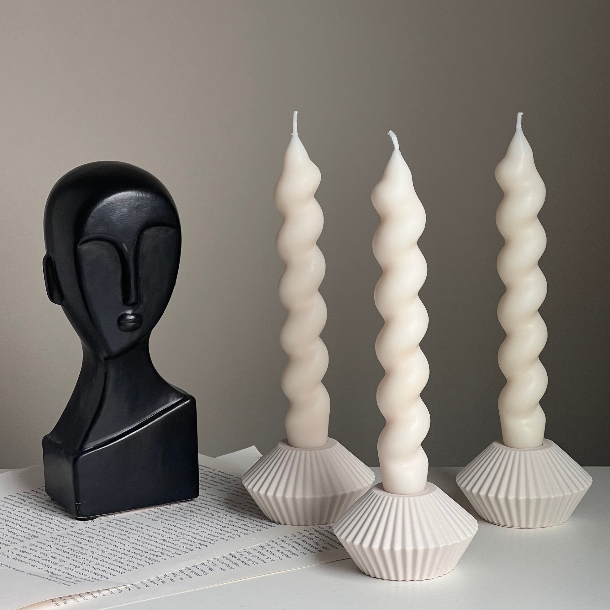 Ribbed Minimal Candlestick Holder-2