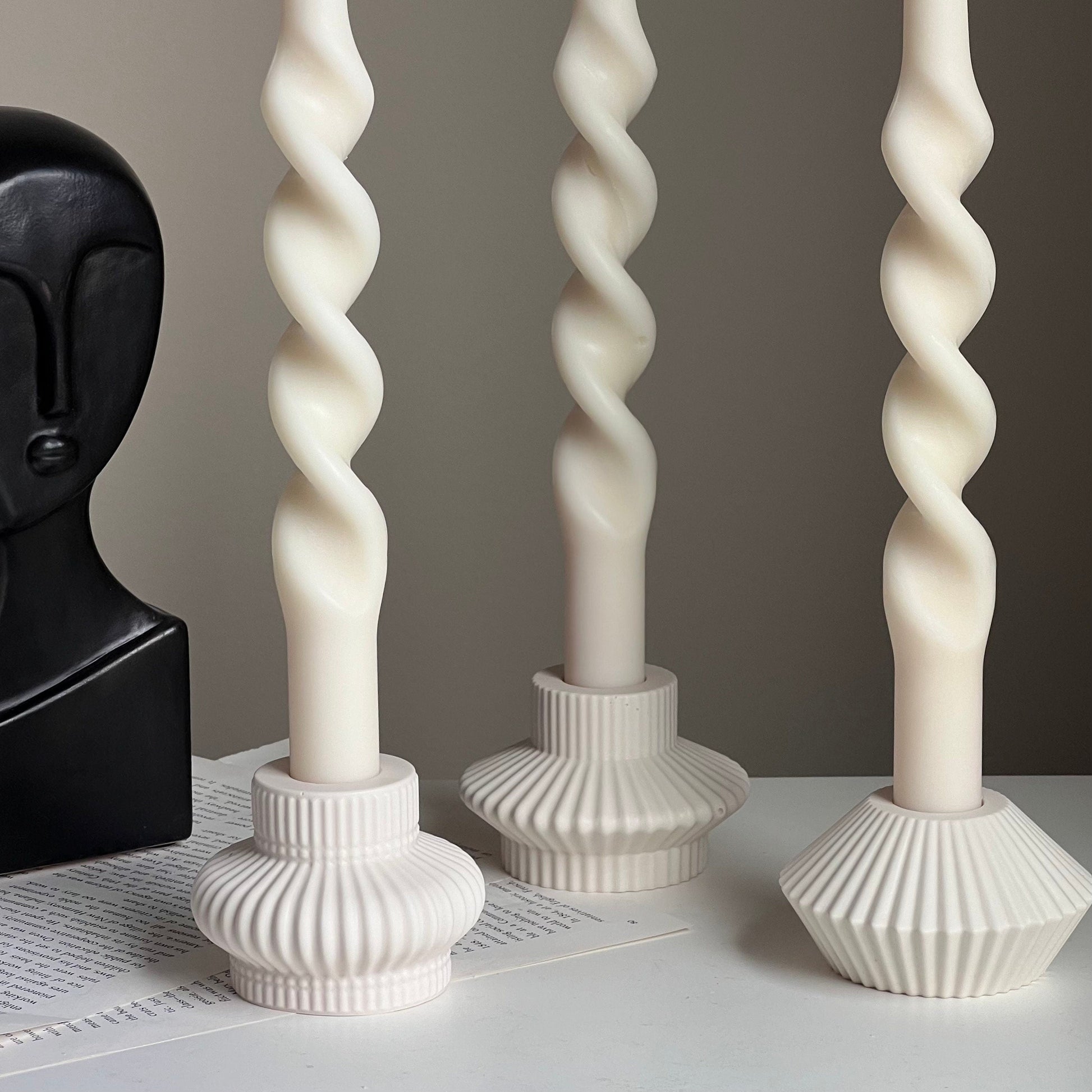 Ribbed Minimal Candlestick Holder-4