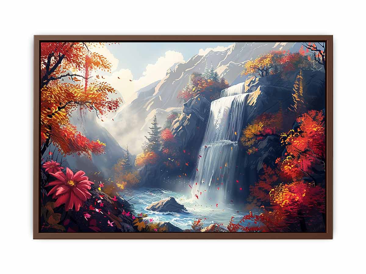Autumn Waterfall Canvas Painting-6