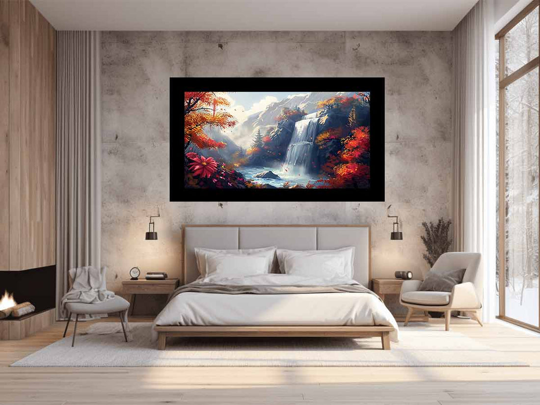 Autumn Waterfall Canvas Painting-0