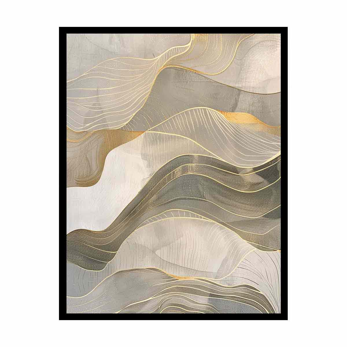 Gold Waves Canvas Painting-4