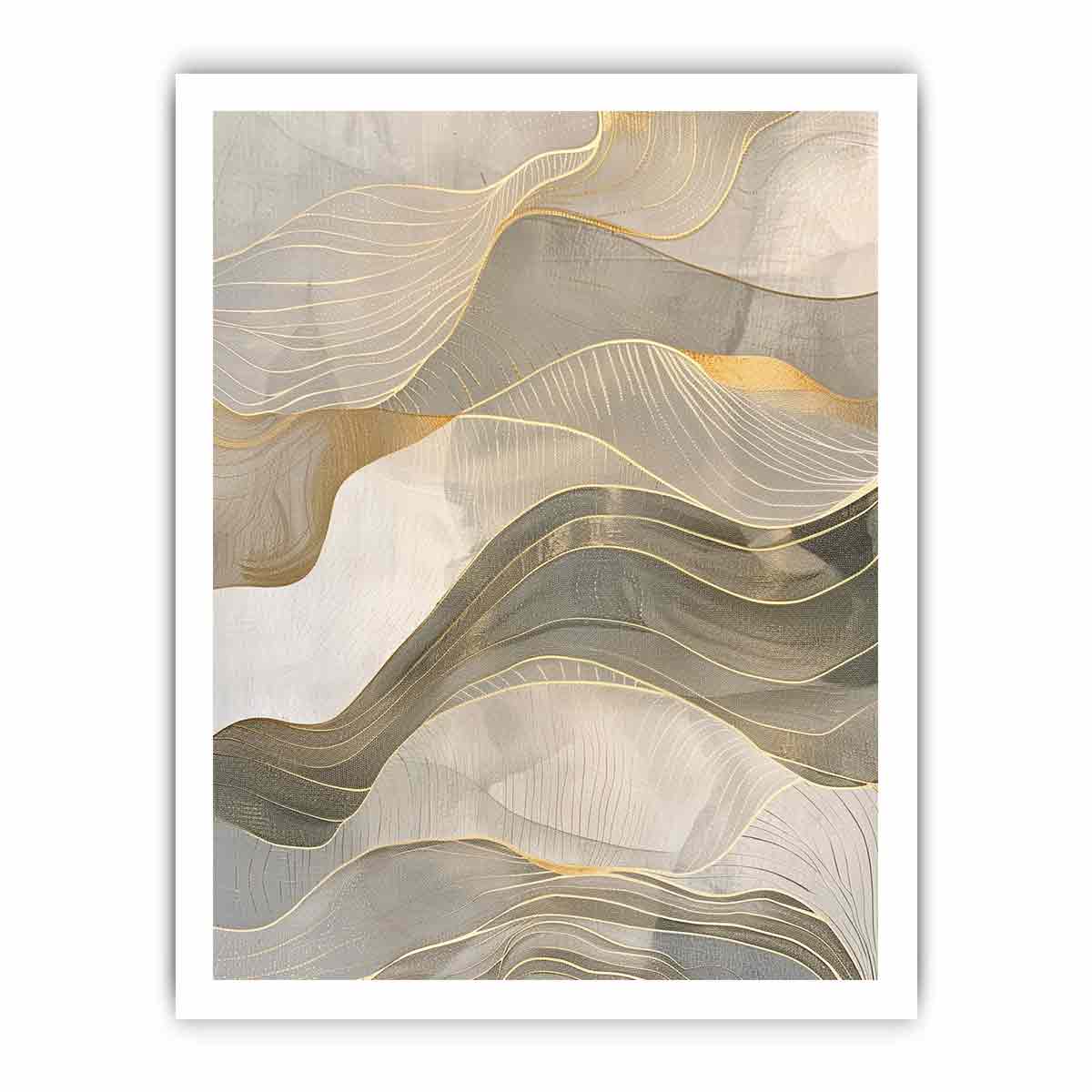 Gold Waves Canvas Painting-8