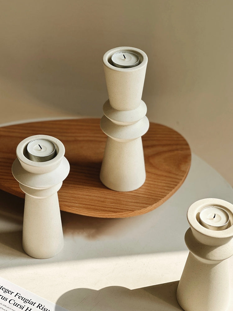 Set of 3 Minimalist Ceramic Candle Holders-2