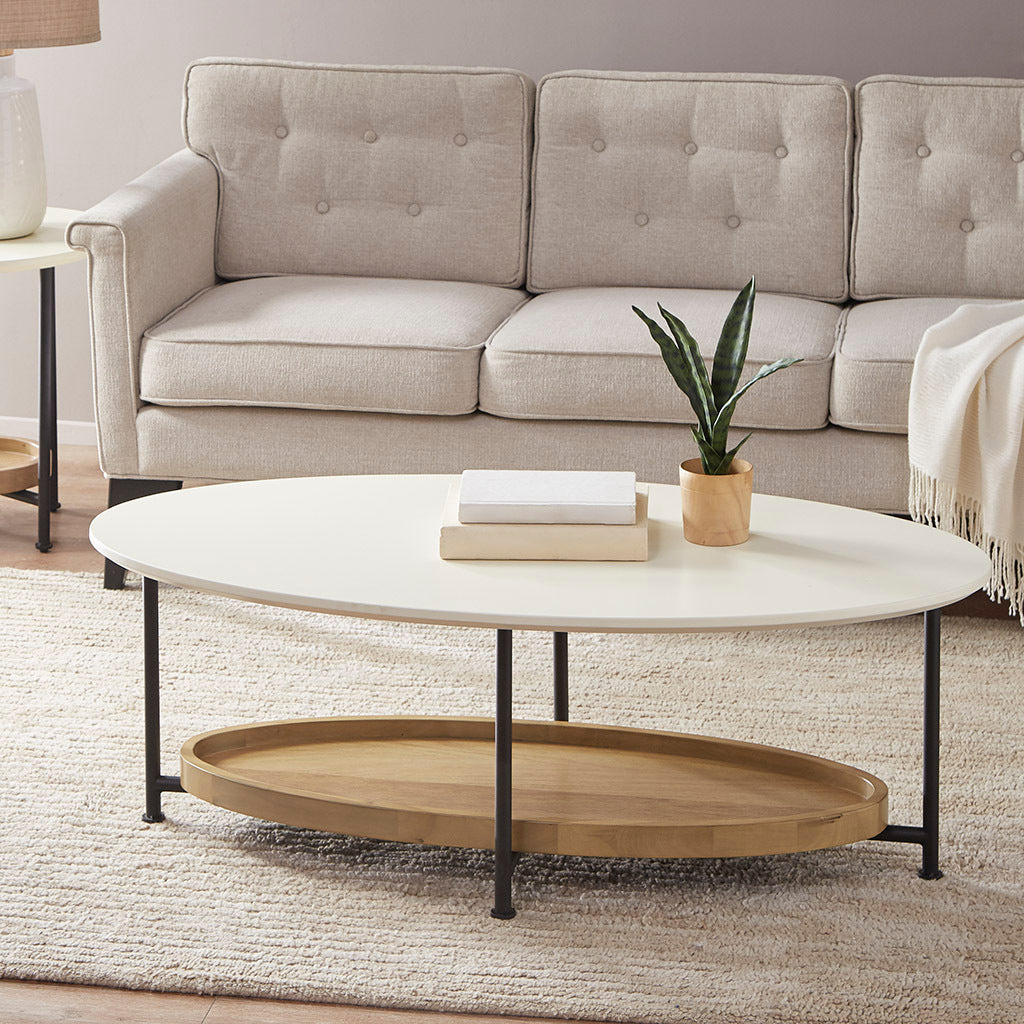 Monte Oval White/Natural Coffee Table-0