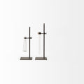 Set of Two Dark Brown Abstract Metal Cylinder Table Vases-6