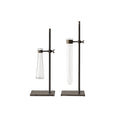 Set of Two Dark Brown Abstract Metal Cylinder Table Vases-5