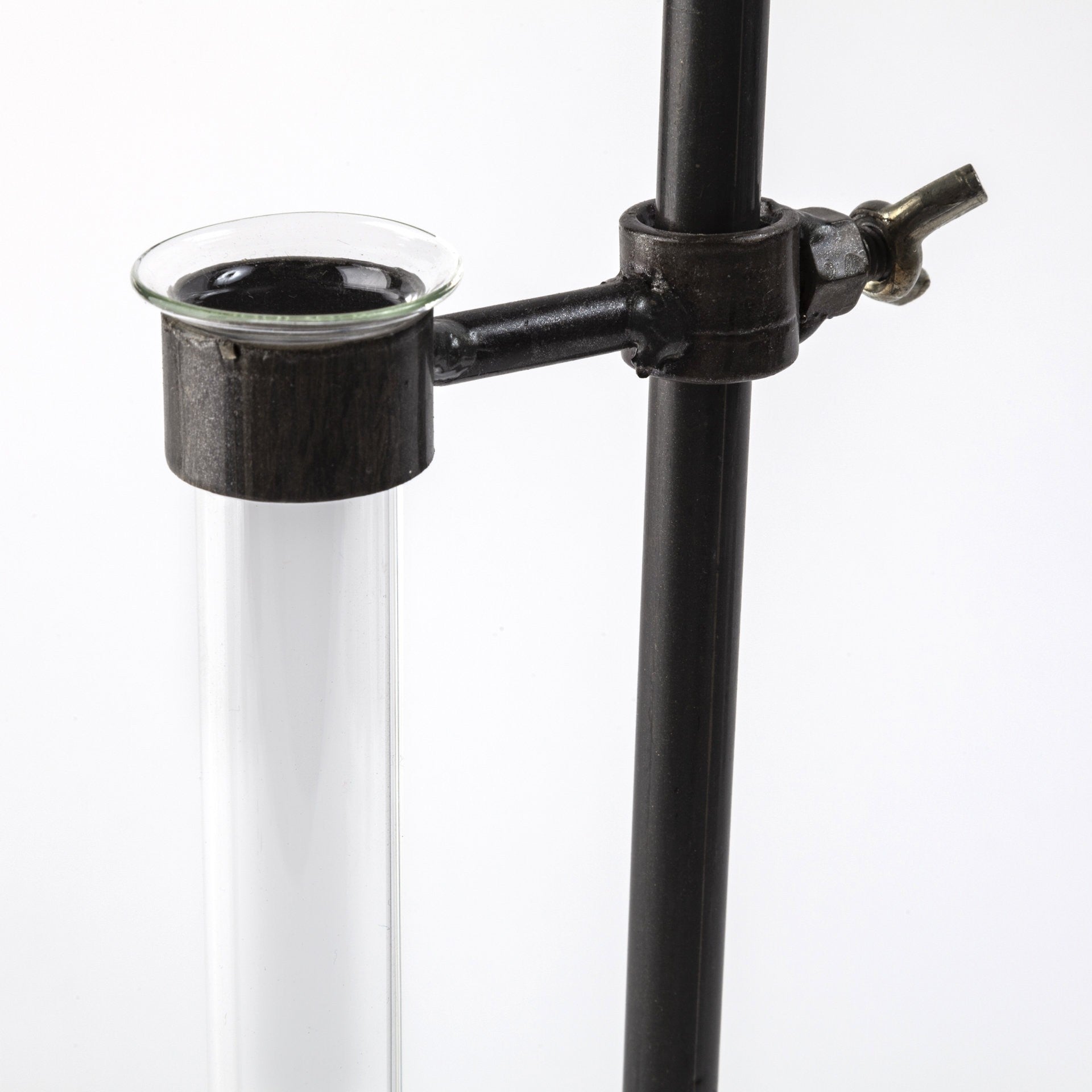 Set of Two Dark Brown Abstract Metal Cylinder Table Vases-7
