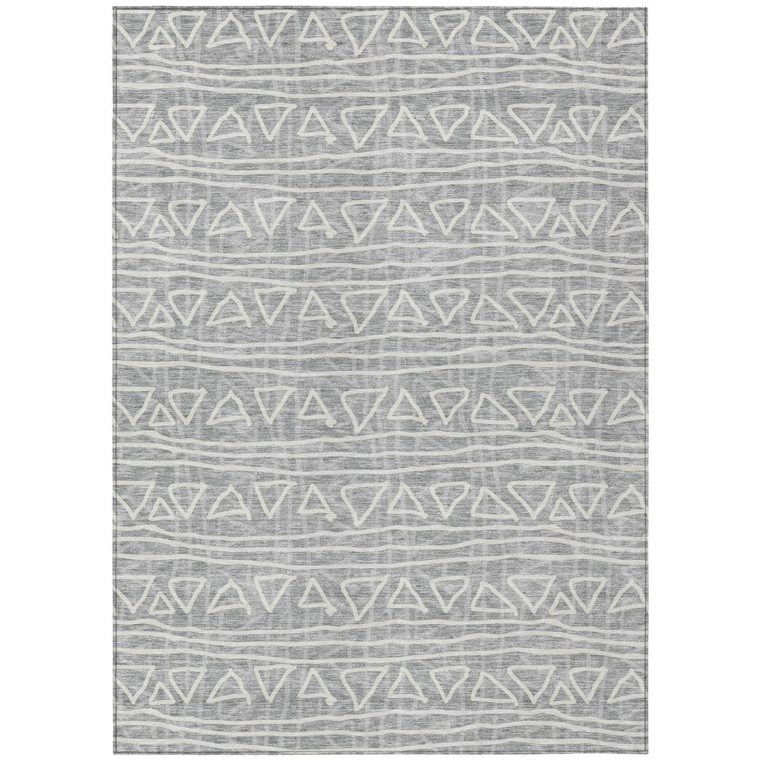 10' X 14' Gray Charcoal And Silver Geometric Washable Indoor Outdoor Area Rug-0