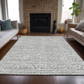 10' X 14' Gray Charcoal And Silver Geometric Washable Indoor Outdoor Area Rug-6