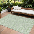 10' X 14' Mint Green Artichoke Green And Ivory Geometric Washable Indoor Outdoor Area Rug-0