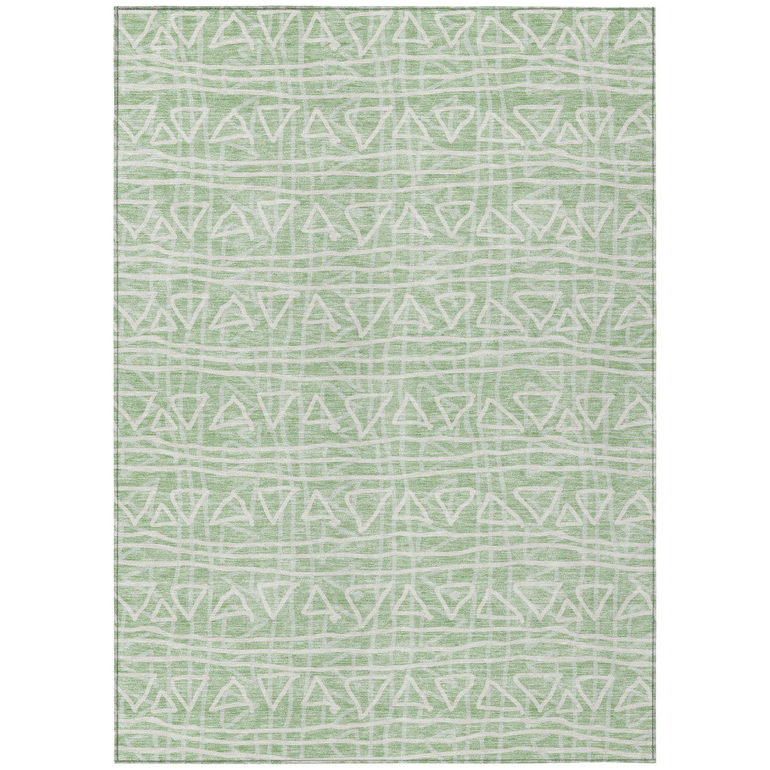 10' X 14' Mint Green Artichoke Green And Ivory Geometric Washable Indoor Outdoor Area Rug-0