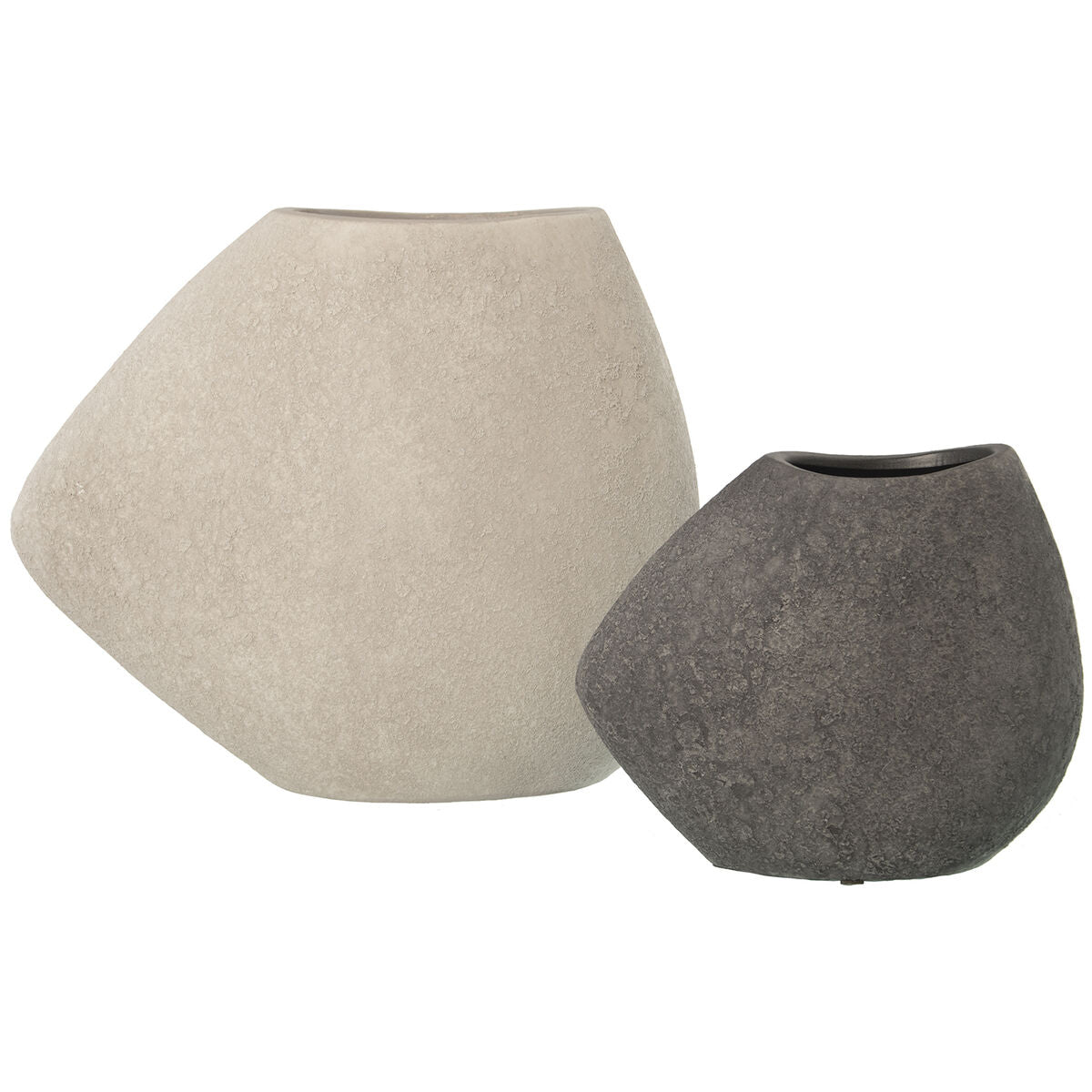 Set of 2 Vases Alexandra House Living White Grey Ceramic-0