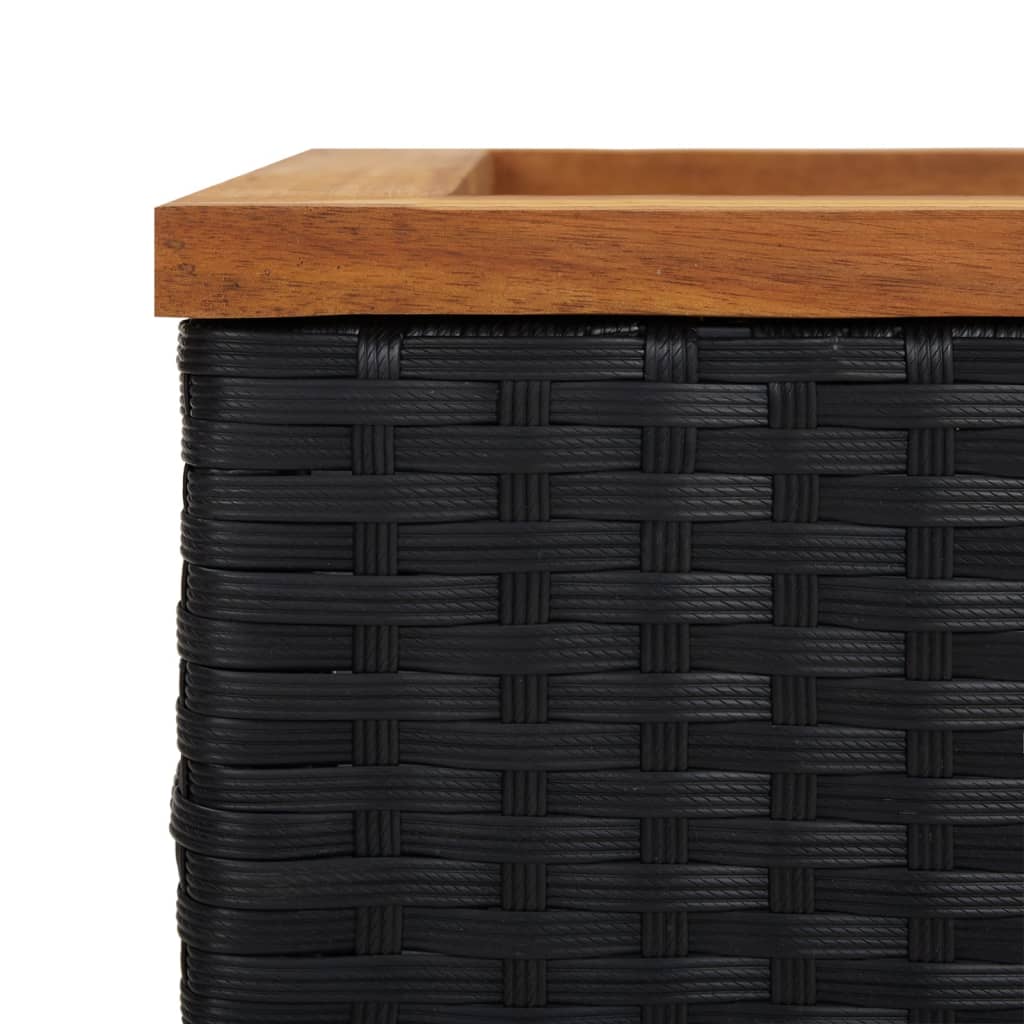 vidaXL Planter Decorative Outdoor Patio Plant Pot Flower Box Black Poly Rattan-3