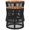 vidaXL Patio Side Tables 2 pcs with Wooden Top Black Poly Rattan-4