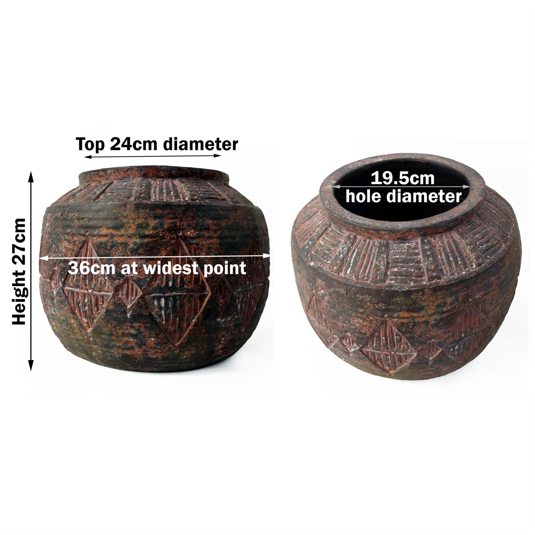 Planters Plant Pots Aztec Diamond Planter 27cm x 36cm-2