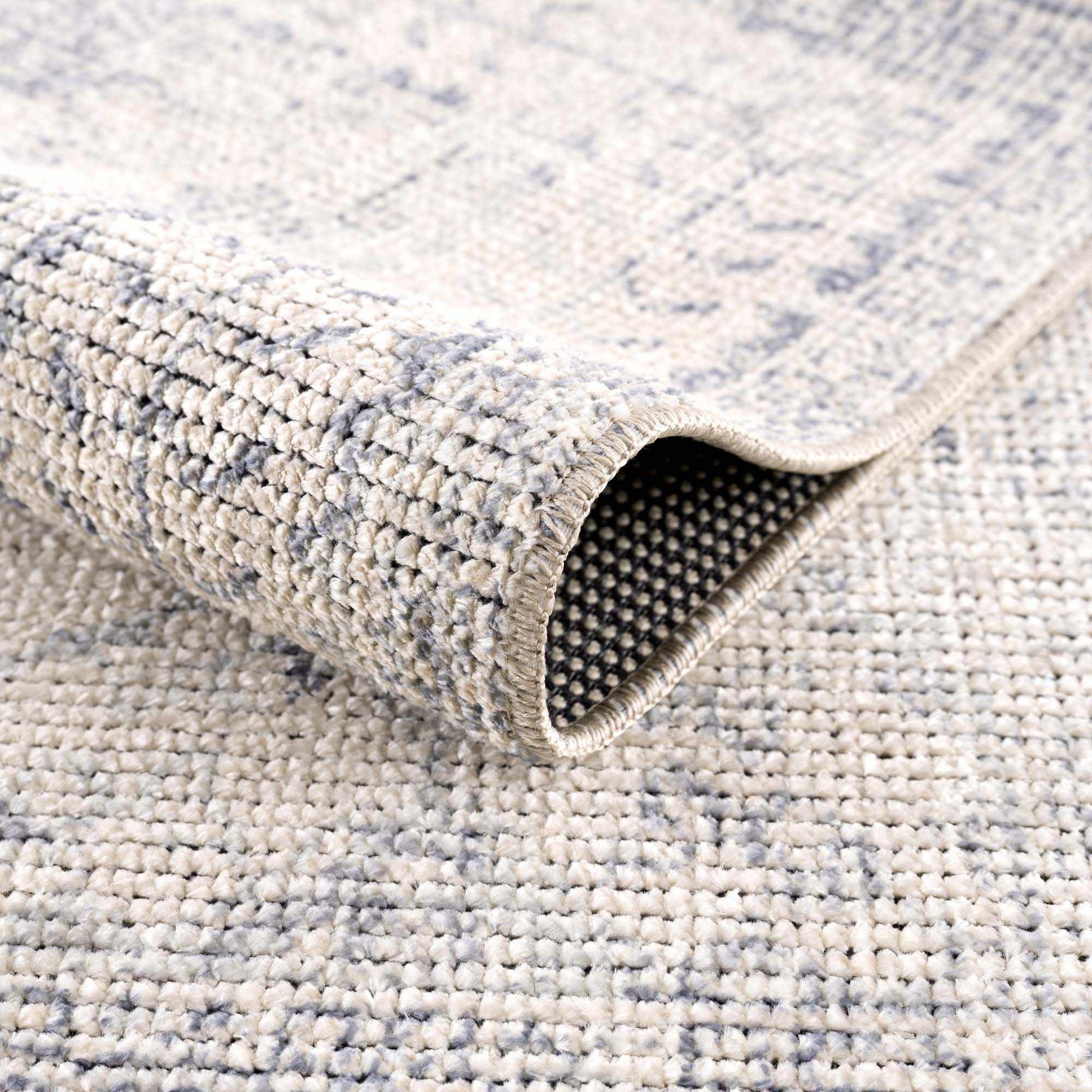 Mortye Cream & Blue Medallion Area Rug - Clearance-3