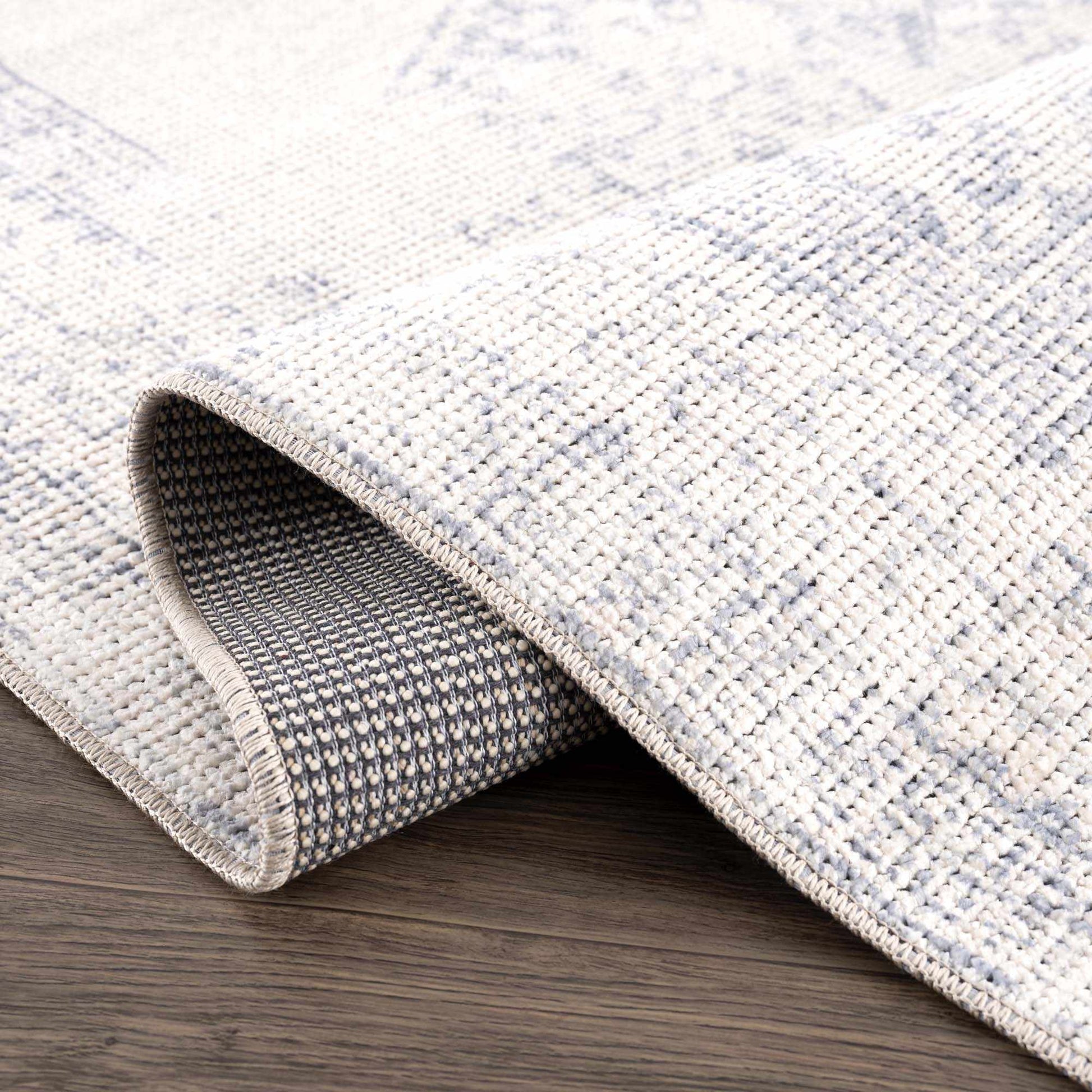 Mortye Cream & Blue Medallion Area Rug - Clearance-4
