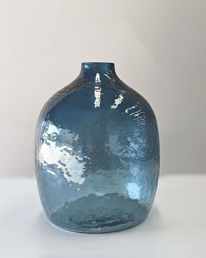 Hebron Handblown Hammered Glass Vases-3