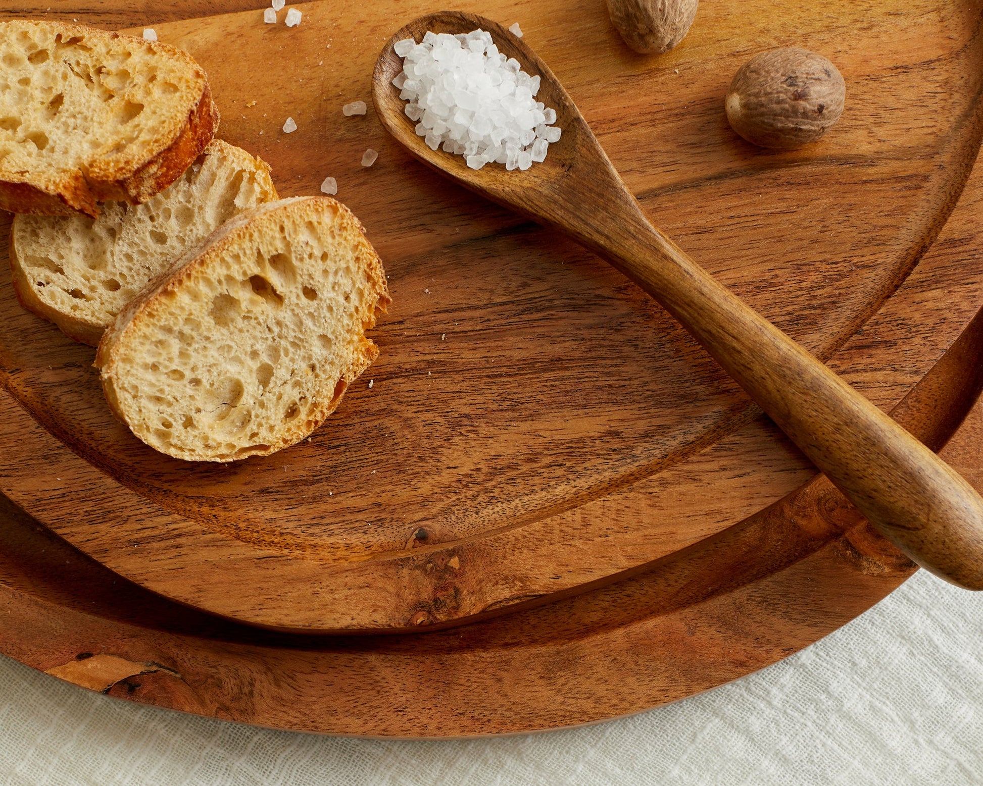 Alma Natural Wood Round Serving Board Set-2