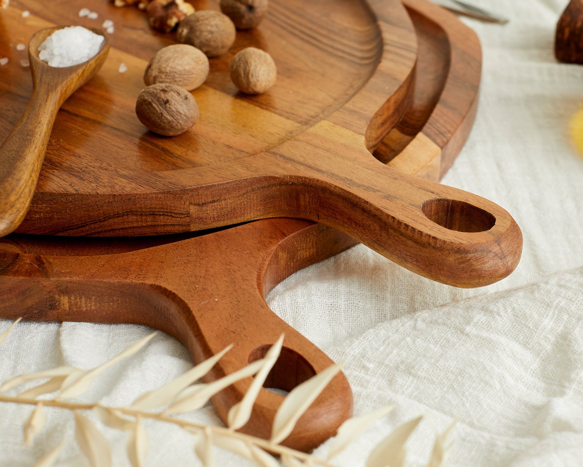 Alma Natural Wood Round Serving Board Set-3