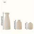 Set of 3 Ceramic Vases Rustic Farmhouse Decorative Beige-3