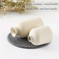 Set of 3 Ceramic Vases Rustic Farmhouse Decorative Beige-2