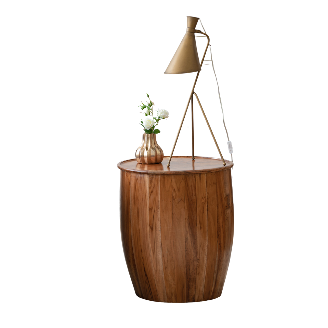 Drum Side Table With Tray Style Top-0