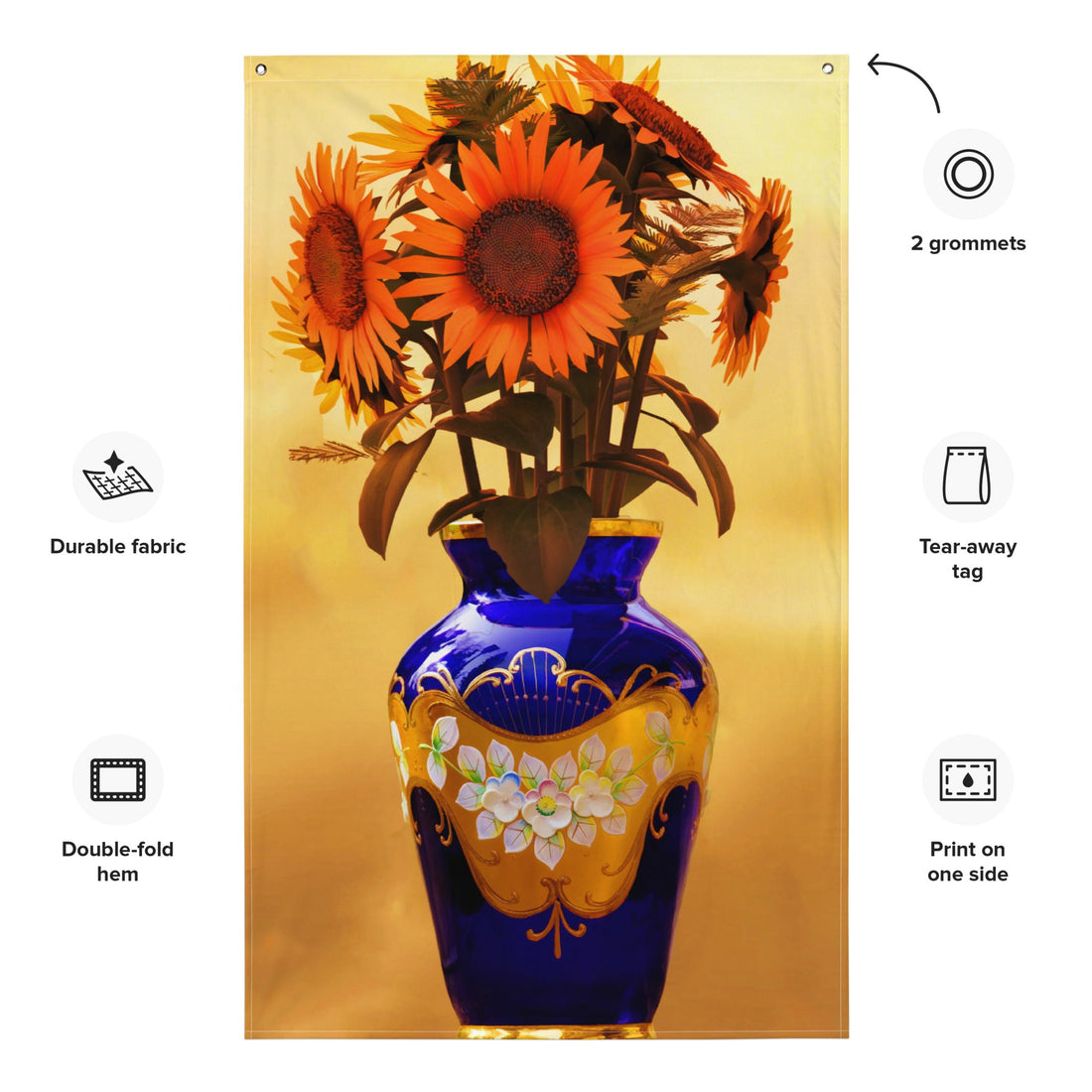 Sunflower Painting Flag Tapestry-0