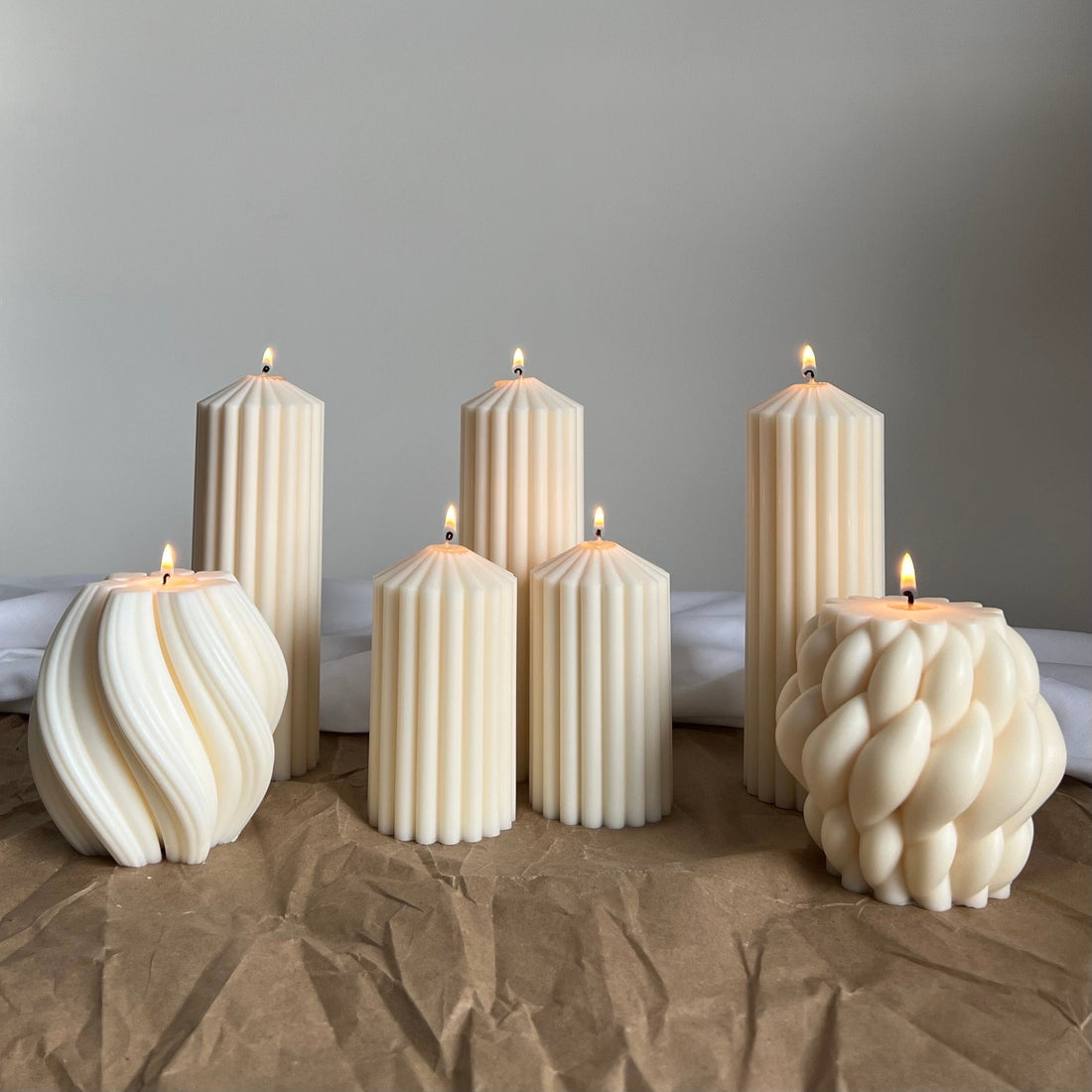 Ribbed Peak Pillar Candle-0