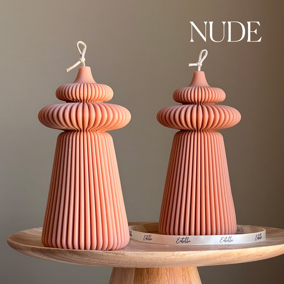 Large Ribbed Pillar Candle-0
