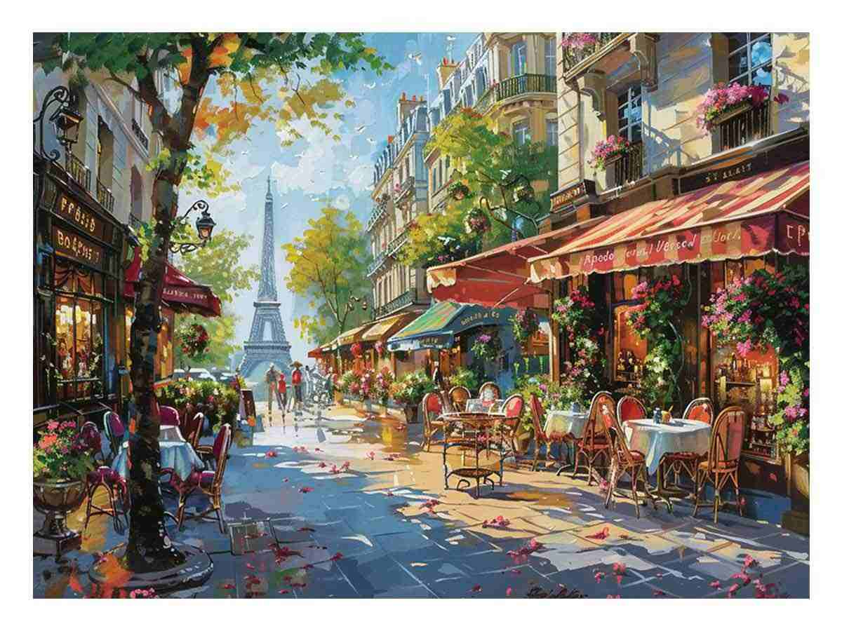 Paris Street Canvas Painting-0