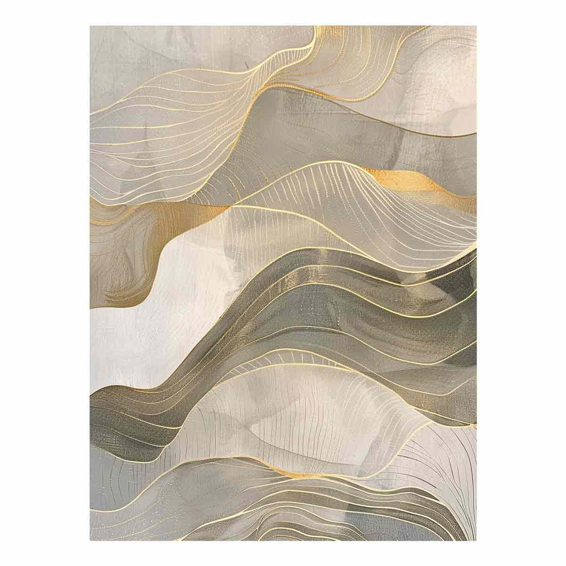 Gold Waves Canvas Painting-0